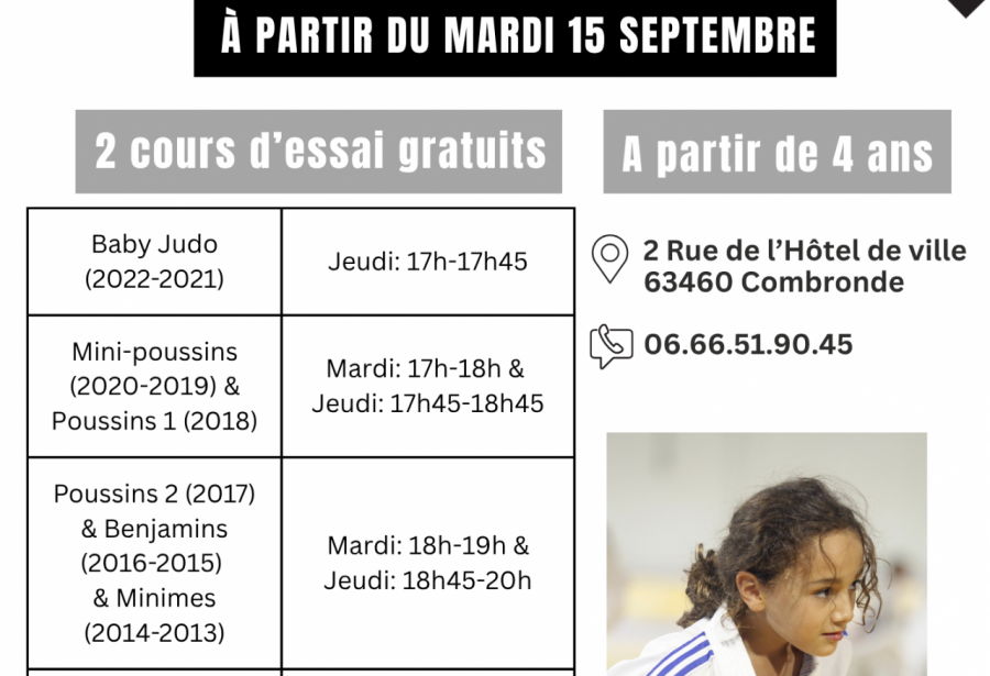 Saison 2026-2027: Reprise des cours le 15 septembre